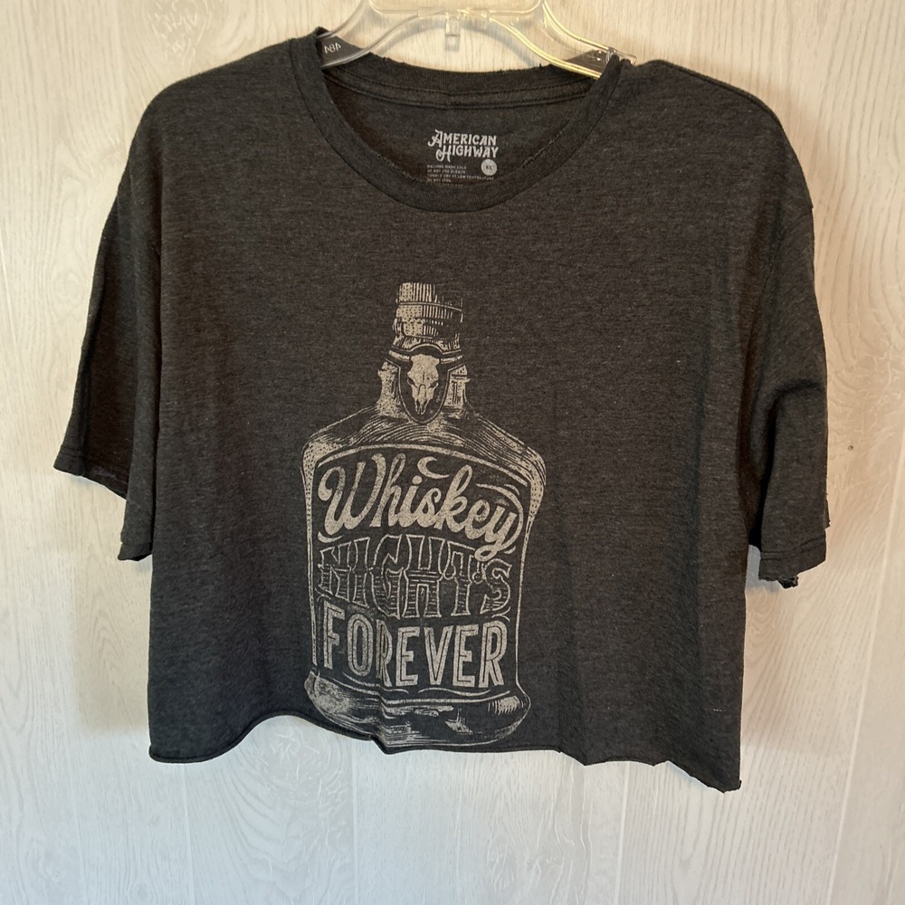 American Highway XL Gray Cropped Top T Shirt